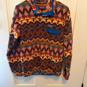 Patagonia Synchilla Geometric Fleece in Blue and Orange